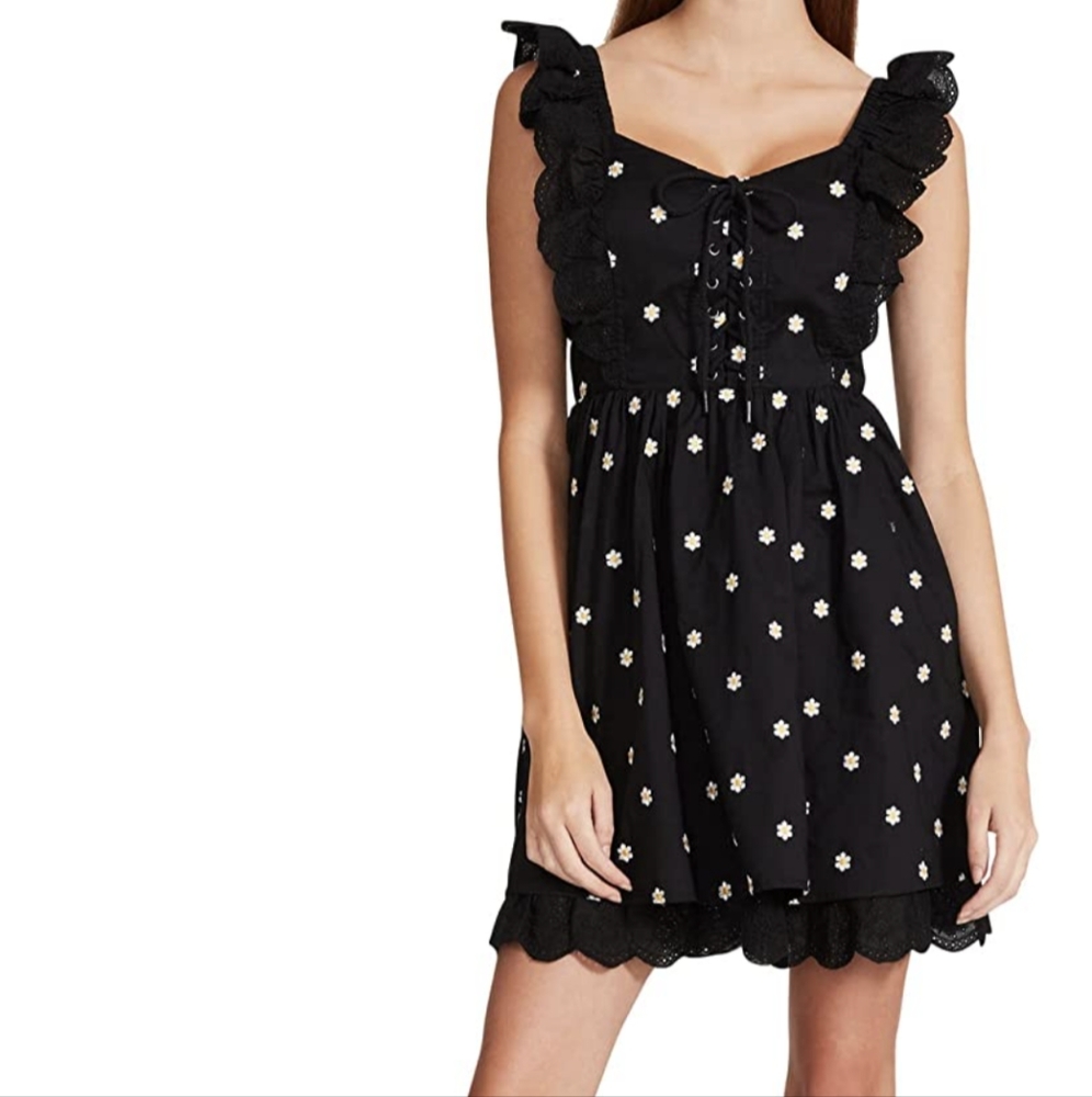 Betsey Johnson Embroidered Fit and Flare Dress Size 6